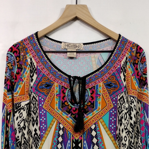 Flying Tomato Artsy Blouse Dress Women's S Multicolor Boho Retro 90s Y2K Casual - Picture 2 of 7